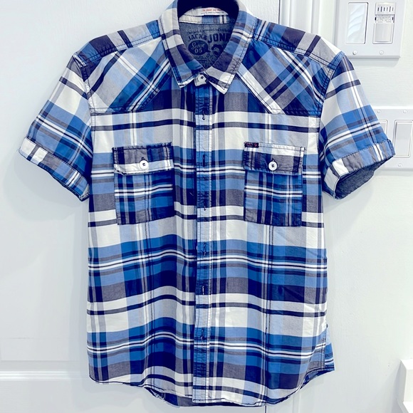 JACK & JONES - button shirt - size Large - blue - Picture 1 of 6